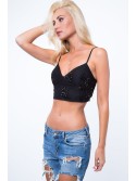 Black sequined crop top ZZ279 - Online store - Boutique